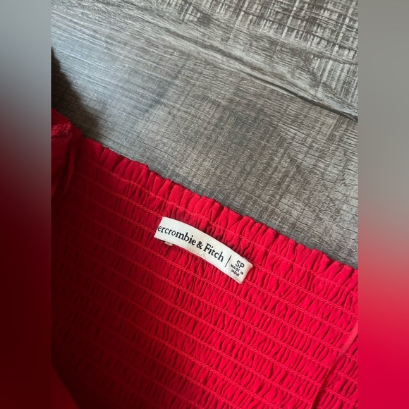 A&F Emerson Poplin Puff Sleeve Midi Dress Small Petite Off the Shoulder Red - Picture 4 of 5